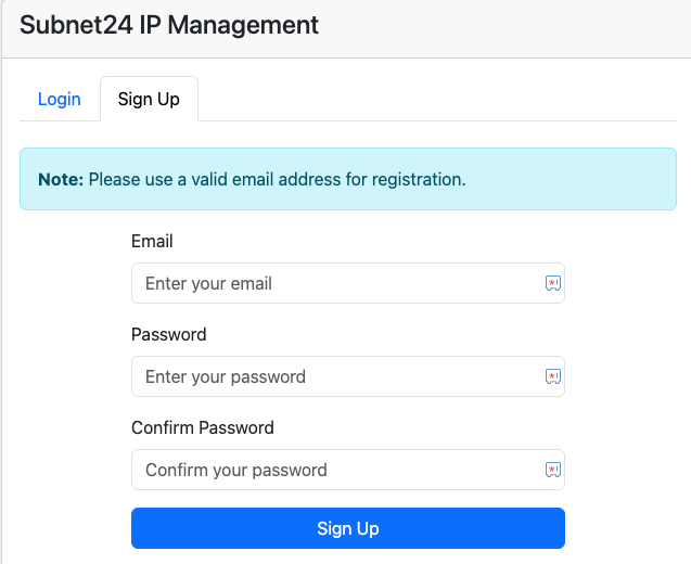 Sign Up Tab
